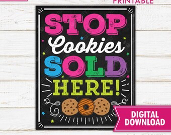 Stop Cookies Sold Here Sign Cookie Booth Sign Printable Cookies for Sale Sign Instant Download Scout Fundraiser Sign Cookie Booth Decor