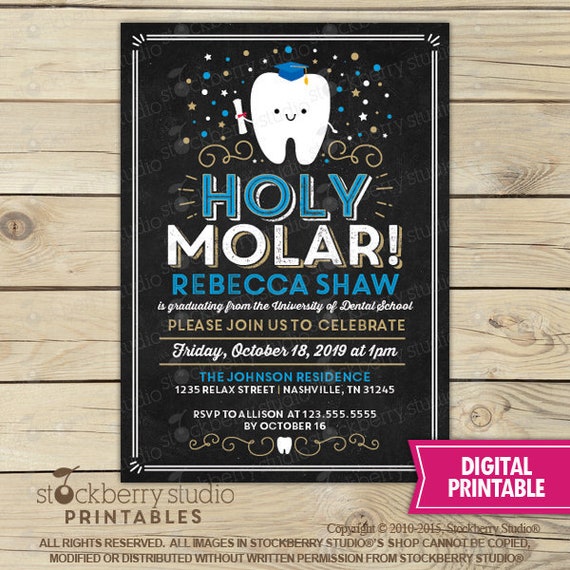 Dental Graduation Invitation Printable - Dentist Graduation Invitation - Dental College Graduate - Dental Hygienist Graduation Party Invite Il_570xn