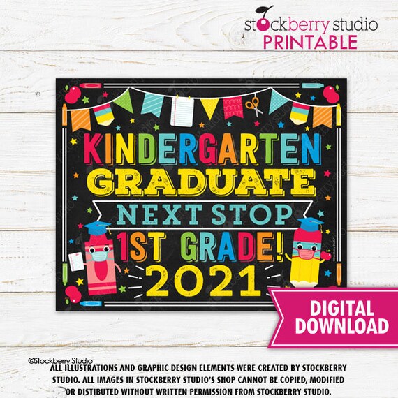 Kindergarten Graduation Sign Printable Last Day of Kindergarten Sign Last Day of School Kindergarten Graduate Photo Prop Instant Download Il_570xn