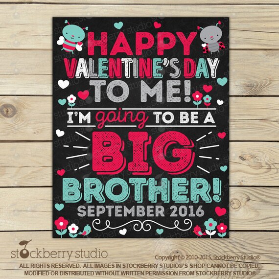 Valentine S Day Big Brother Pregnancy Announcement Chalkboard Sign