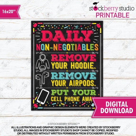 Daily Non Negotiables Classroom Sign Classroom Poster Printable