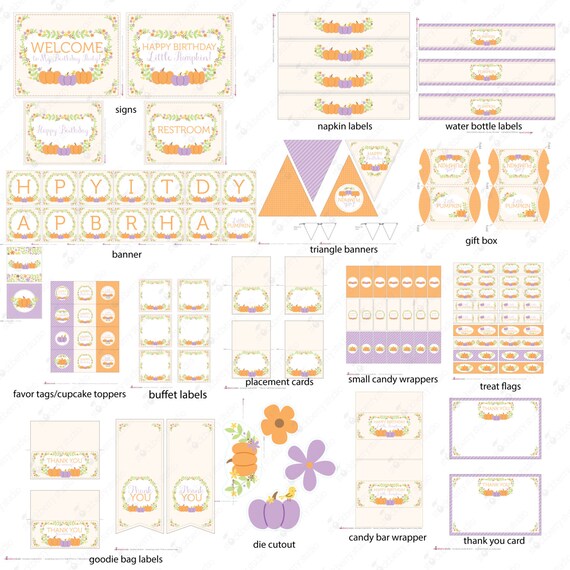 Purple Little Pumpkin Birthday Decorations - Little Pumpkin 1st Birthday - Little Pumpkin Birthday Party - Girl Pumpkin Birthday Il_570xn