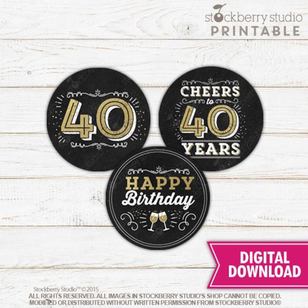 40th Birthday Favor Tags Printable Cheers to 40 Years 40th - Etsy
