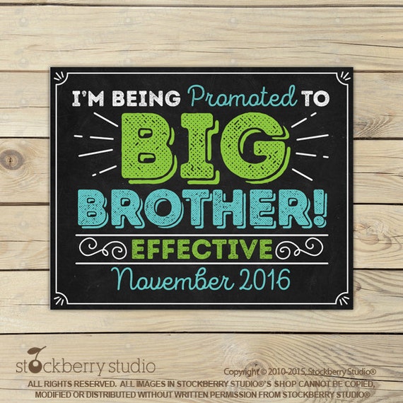 Promoted to Big Brother Sign - Big Brother Pregnancy Announcement Chalkboard Sign Printable - Big Brother Baby Announcement Sign Photo Props Il_570xn
