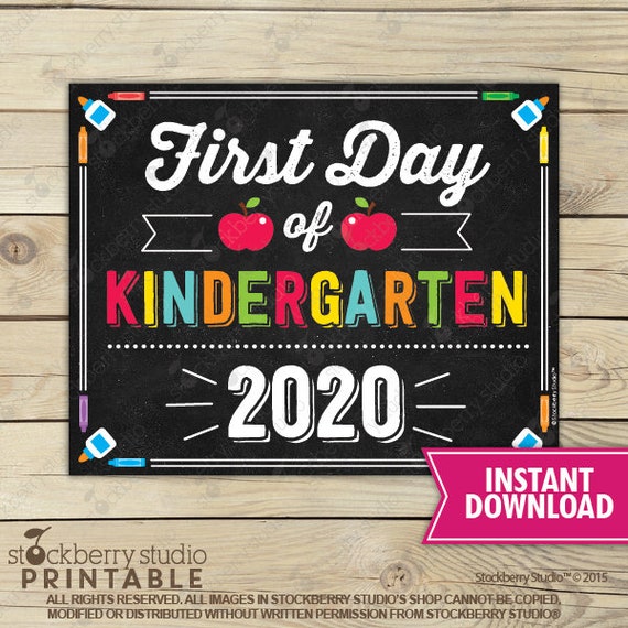 First Day of Kindergarten Sign - 1st Day of School Printable - First Day of School Sign - Kindergarten Chalkboard Sign - Instant Download Il_570xn