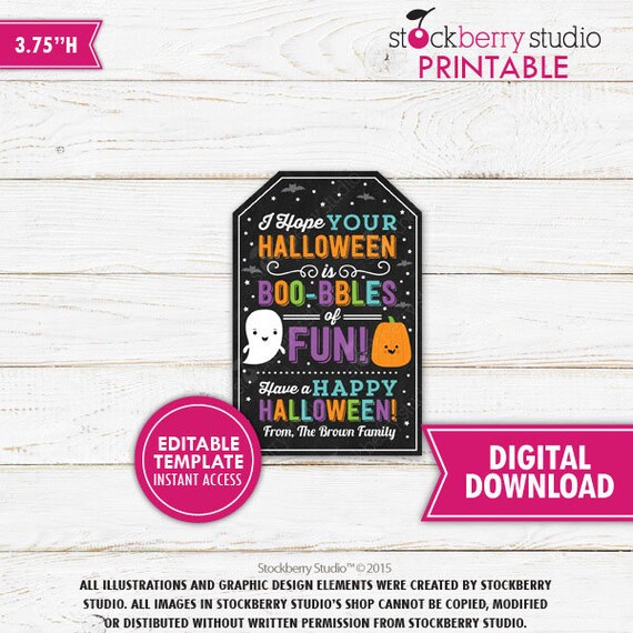 Halloween Bubbles Tag Halloween Boo-bbles Kids Halloween Favor Tag Halloween Favor Tag Halloween Tag Halloween Gift Tag Printable Download Il_570xn