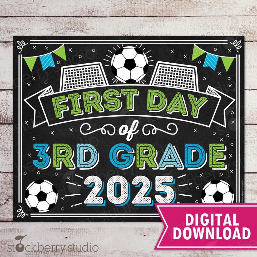 Soccer First Day of 3rd Grade Sign Boy 1st Day Sports Third Grade Back ...