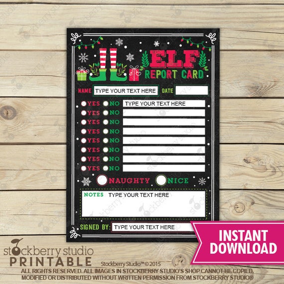 Elf Report Card Santa Naughty or Nice List Kids Christmas Activity Elf Letter Note Instant Download Holiday Printable Template Il_570xn