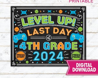 Video Game Last Day of 4th Grade Sign Gamer Last Day of Fourth Grade Boy Last Day of School Printable Instant Download