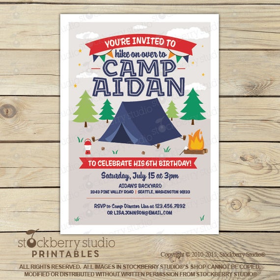 Camping Birthday Invitation Printable - Camping Party Invitation - Sleepover Invite - Camping party - Camping invite - Camping invitation Il_570xn
