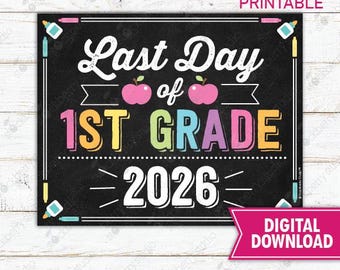 Letzter Tag der Schule druckbare Fotorequisiten Rosa letzter Tag der 1.Klasse Tafel Tafel Sofort Download