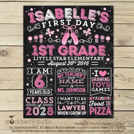 Ballet First Day of School Sign - First Day of Ballet Sign - 1st Day of Dance Back to School Sign - Pink First Day of School Chalkboard Il_570xn