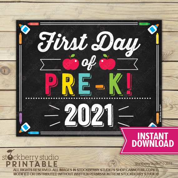 First Day of Pre K Sign - 1st Day of School Printable - First Day of School Sign - Photo Props - Chalkboard Sign - Instant Download - Pre-K Il_570xn