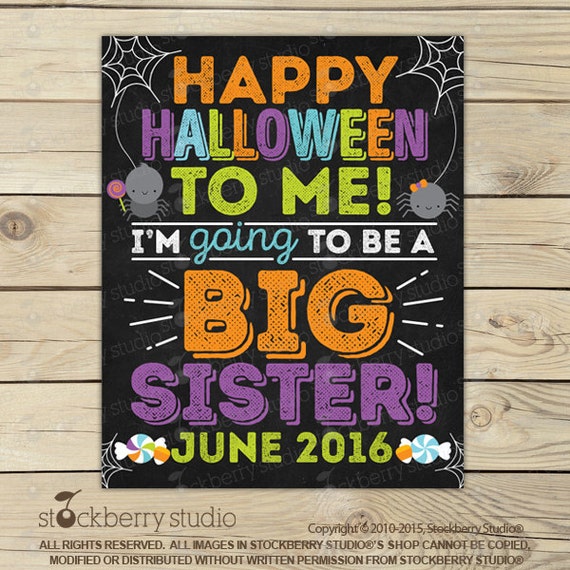 Halloween Big Sister Announcement - Halloween Pregnancy Announcement Chalkboard Sign Printable - Baby Announcement - Pregnancy Reveal Il_570xn