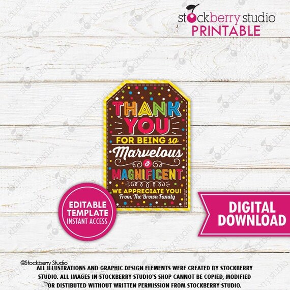 Candy Gift Tags Magnificent and Marvelous Teacher Appreciation Gift Tag School PTO PTA Staff Employee Printable Editable Template Il_570xn