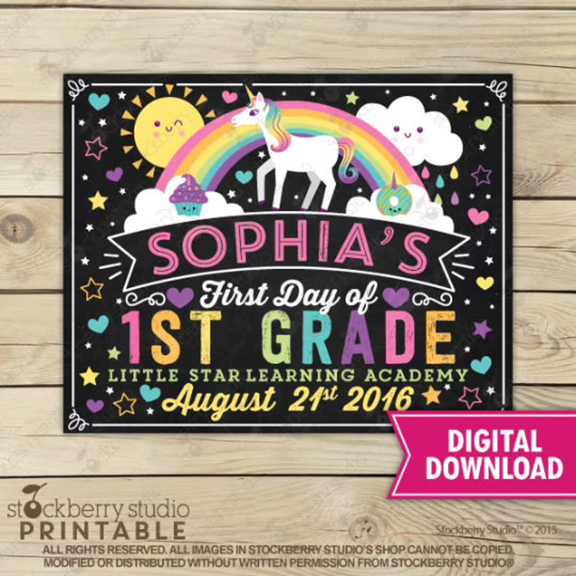 Unicorn First Day of School Sign Printable Girl First Day of - Etsy