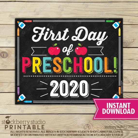 First Day of Preschool Sign - 1st Day of School Sign Printable - First Day of School Sign - Photo Props - Chalkboard Sign - Instant Download Il_570xn
