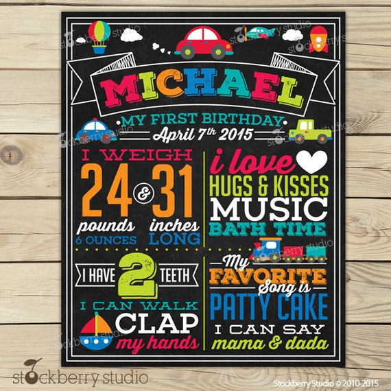Transportation Birthday Chalkboard Sign Printable - Car Boy 1st Birthday Board - Boy First Birthday Poster - First Birthday Board Boy Il_570xn