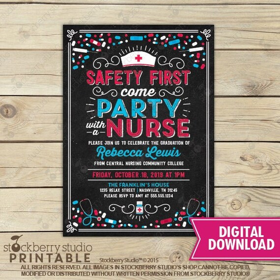 Nurse Graduation Invitation Printable - Nurse Graduation Party Invite - Nursing School Graduation Invitation - RN Invitation Nurse Graduate Il_570xn
