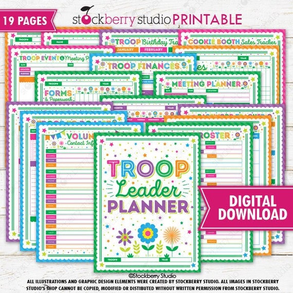 Troop Leader Planner Meeting Binder Organizing Binder Scout Troop Finances Cookie Sales Tracker Fundraiser Forms Printable Digital Il_570xn