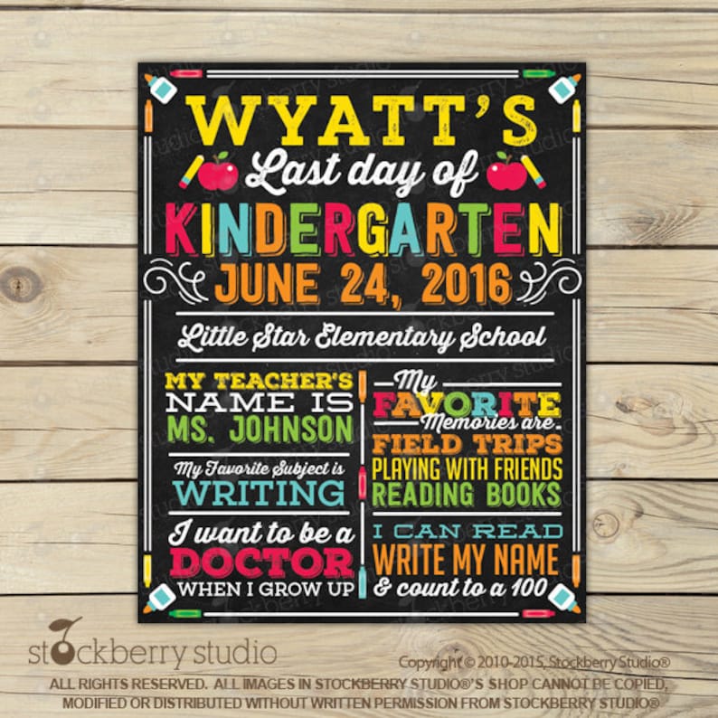 Last day of school chalkboard sign printable last day of etsy
