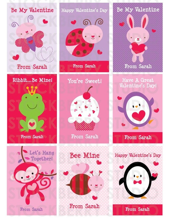 Items similar to Kids Valentine cards - Valentine Kids Classroom Card