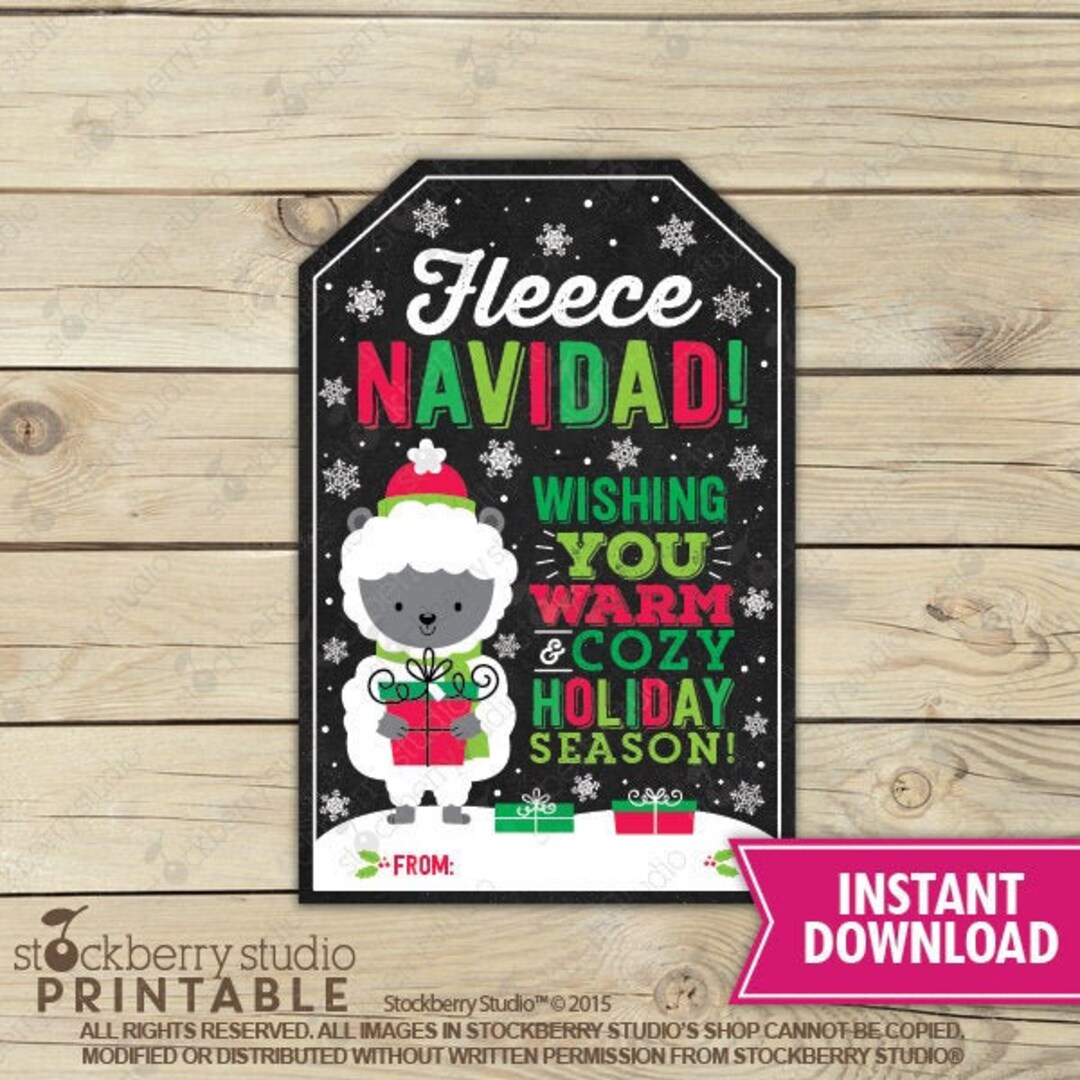 Fleece Navidad Gift Tag Printable Christmas Fleece Gift Tag Digital ...