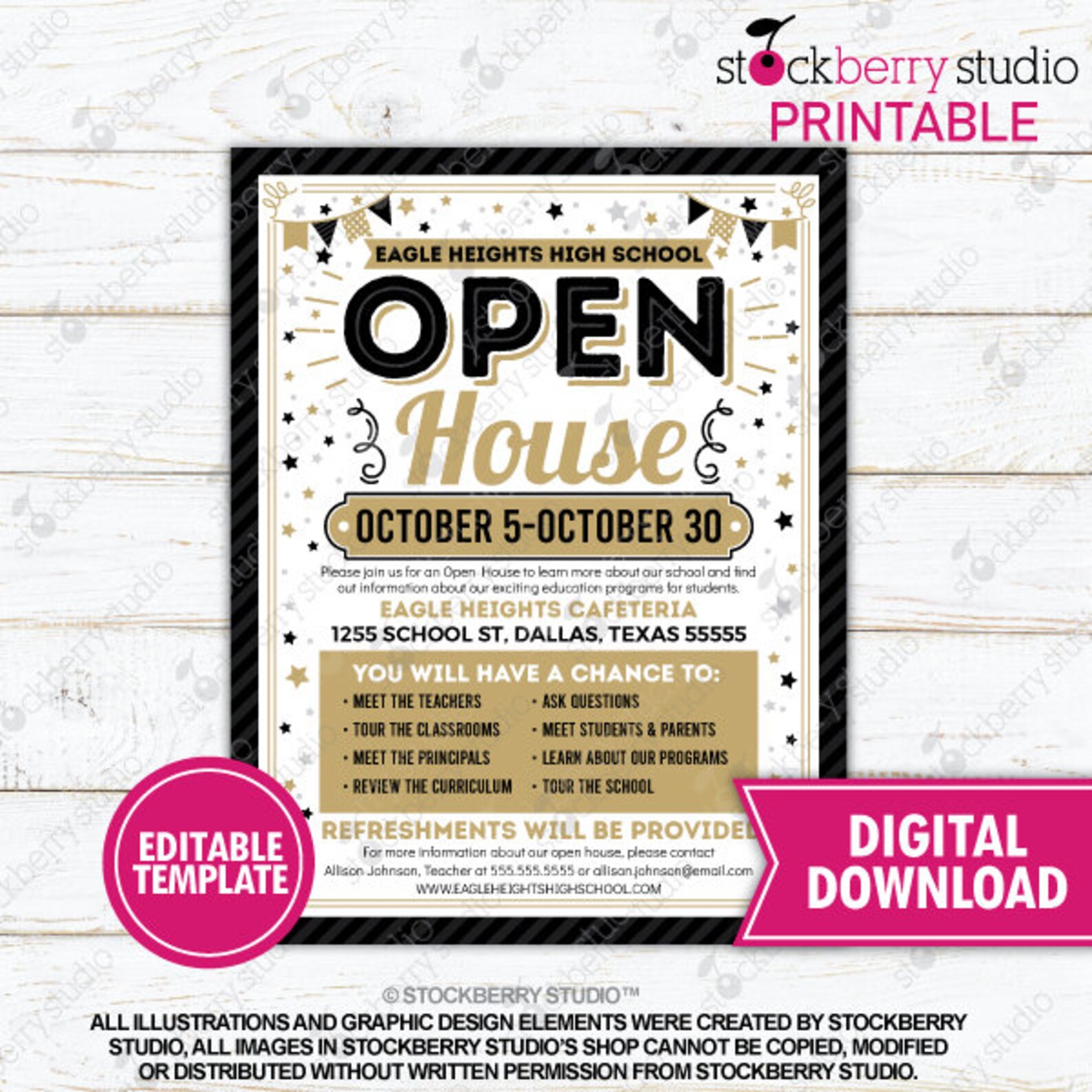 School Open House Flyer Printable Template Back to School Invitation ...