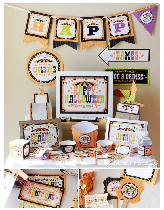 Halloween Carnival Party Decorations Printable - Halloween Birthday Decorations - Halloween Party Package - Halloween Party Supplies Il_570xn