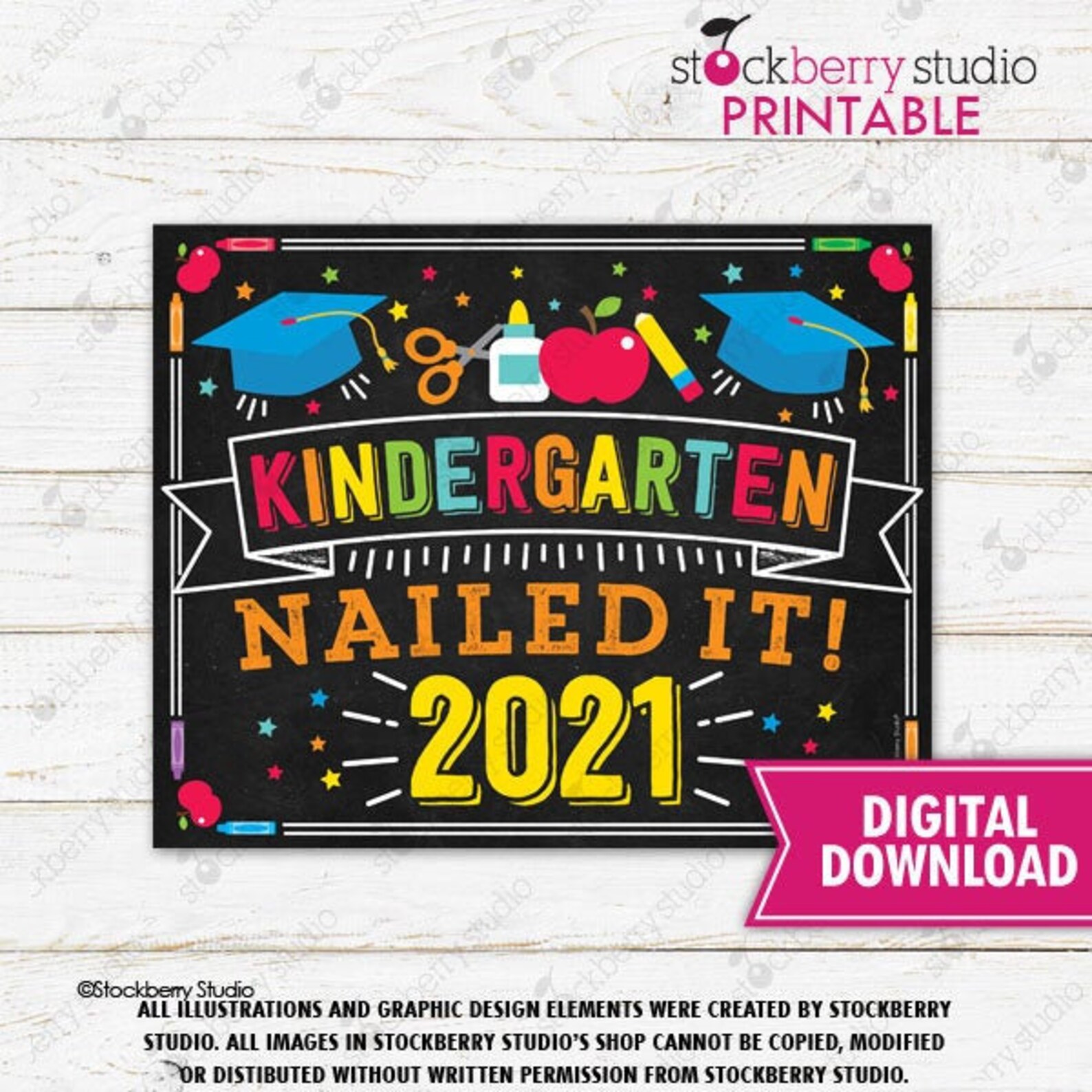 kindergarten graduation sign printable kindergarten nailed it etsy