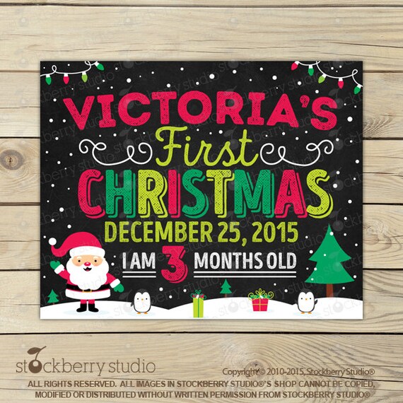 My First Christmas Sign Printable - First Christmas Chalkboard - Baby Milestone - Baby First Christmas - Christmas 1st Birthday Decorations Il_570xn