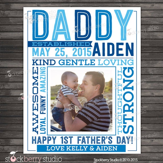 1st Father's Day Gift - Daddy Established - New Dad Gift - Printable Father's Day Wall Art - Personalized Father's Day Gift - Custom Sign Il_570xn