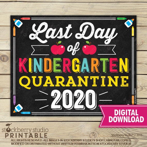 Last Day of Quarantine Printable Sign - Last Day of Preschool Sign - Last Day of Pre-K Chalkboard - Preschool Graduation - Pre Kindergarten Il_570xn