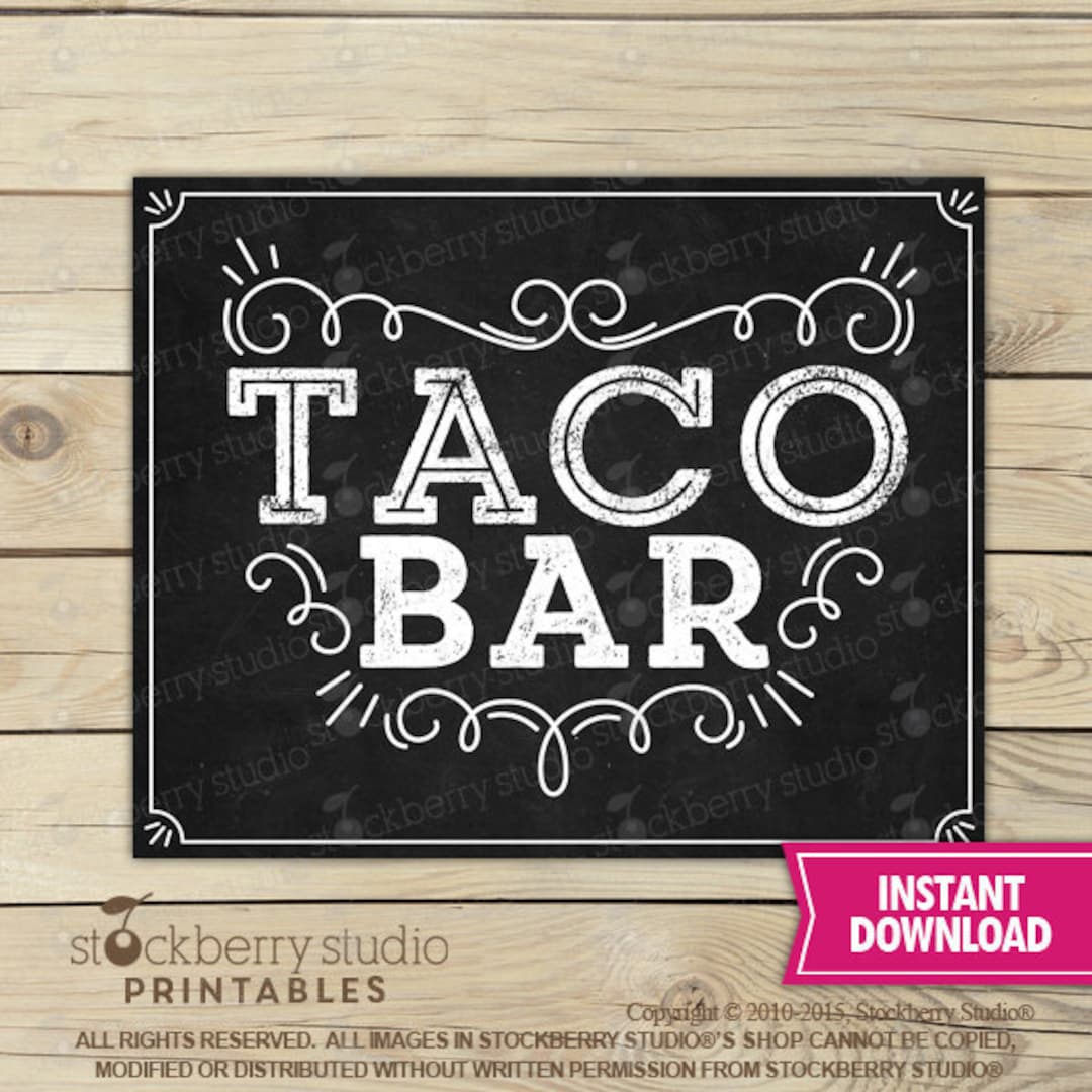 Taco Bar Sign Printable Taco Sign Taco Party Sign - Etsy
