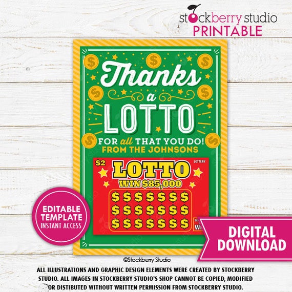 Lottery Printable Thanks A Lotto for All That - Etsy