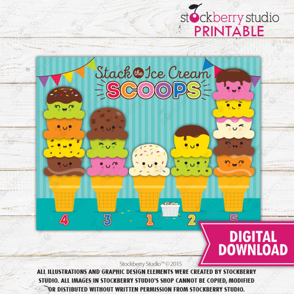 Ice Cream Counting Game Number Matching Toddler Busy Book - Etsy