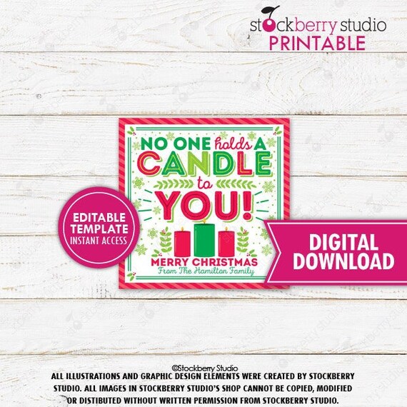 Christmas Candle Gift Tags No One Holds a Candle to You Etsy