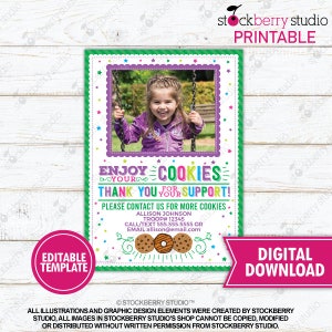 Scout Thank You Cards Printable Scout Cookies Thank You Notes Cookie ...
