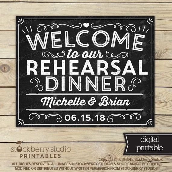 Rehearsal Dinner Welcome Sign - Rehearsal Dinner Sign Printable - Wedding Rehearsal Dinner Sign - Personalized Rehearsal Sign Il_570xn