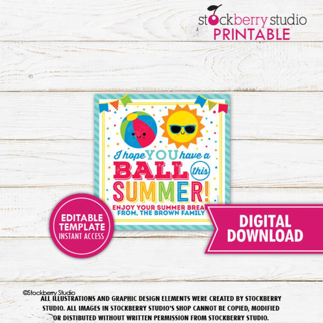 Beach Ball Gift Tag Summer Thank You Tag Beach End of School Year