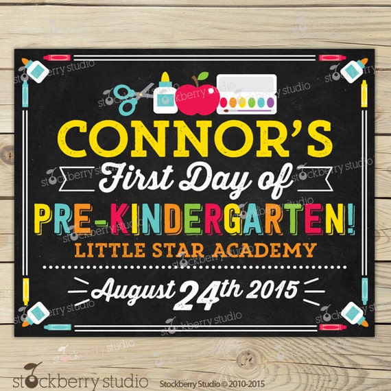 First Day of Pre K Chalkboard Sign Printable - 1st Day of Pre Kindergarten Sign - 1st Day of School Chalkboard - Back to School Sign Il_570xn