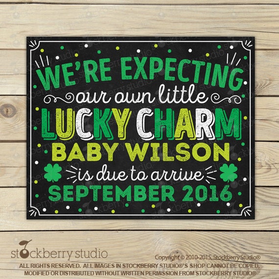 St Patrick's Day Pregnancy Announcement Chalkboard Sign Printable - St Patricks Day Baby Announcement Sign - Pregnancy reveal Digital Il_570xn