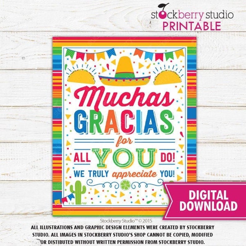 Muchas Gracias for All You Do Fiesta Sign Thank You Nacho Average Staff Teacher Appreciation Printable Fiesta Decorations Instant Download image 1