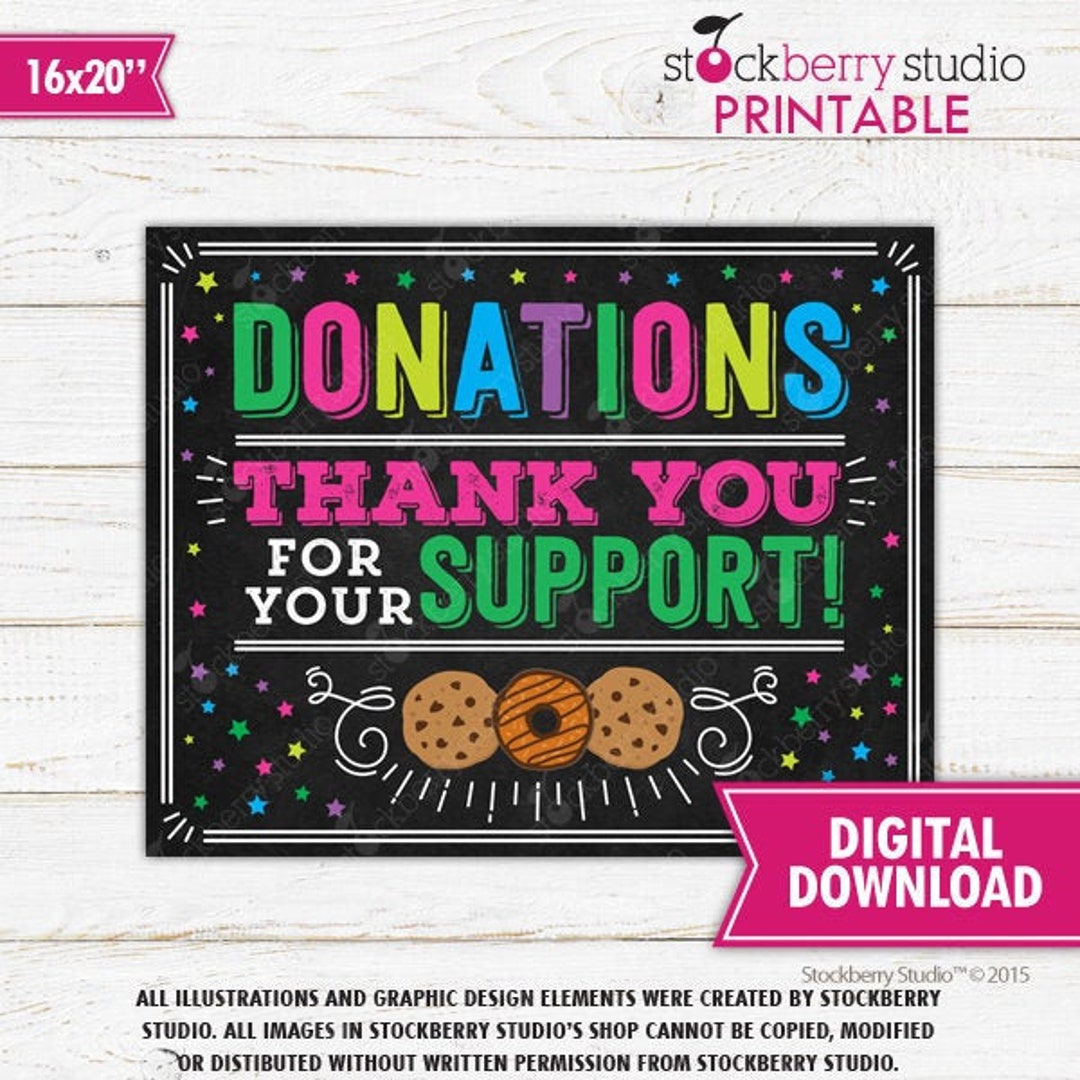 Donate Cookies Sign Cookie Booth Donations Sign Printable Cookies for Sale Sign Scout Fundraiser