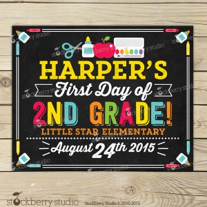 First Day of 2nd Grade Chalkboard Sign Printable 1st Day of Second ...