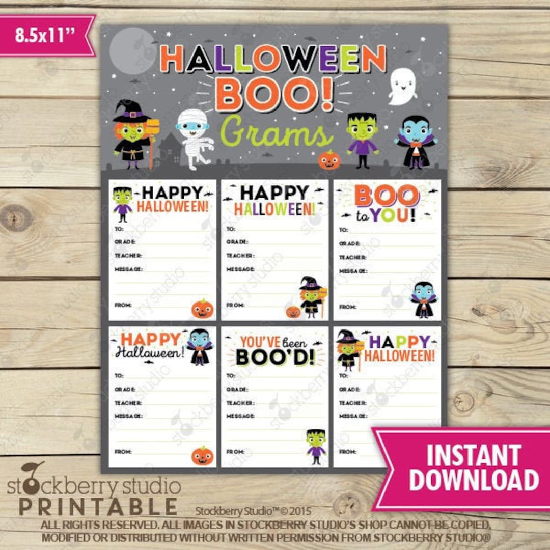 Halloween Candy Grams Halloween Boo Gram Form Fall Trunk or Etsy