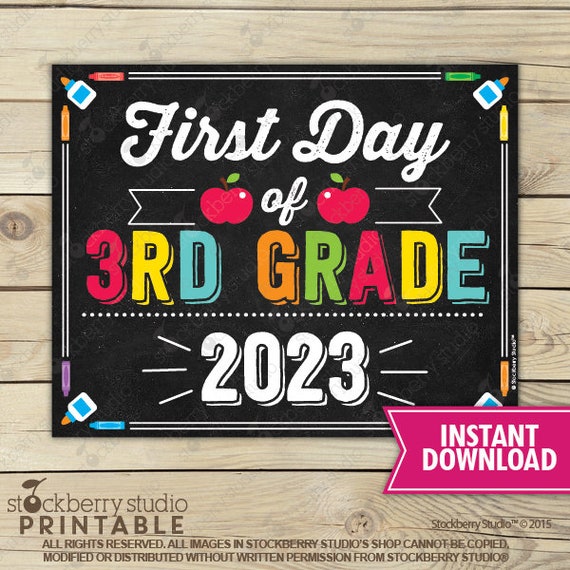 First Day of 3rd Grade Sign 1st Day of School Printable First Day of School Sign Photo Props Chalkboard Back to School Sign Instant Download Il_570xn