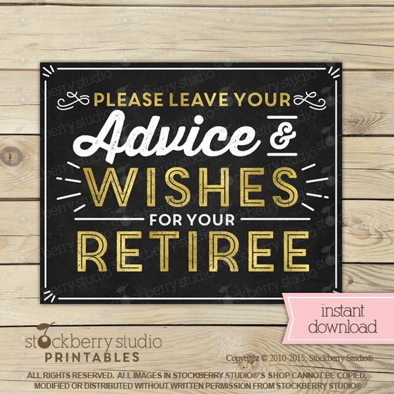 Retirement Advice and Wishes Sign Printable Instant Download