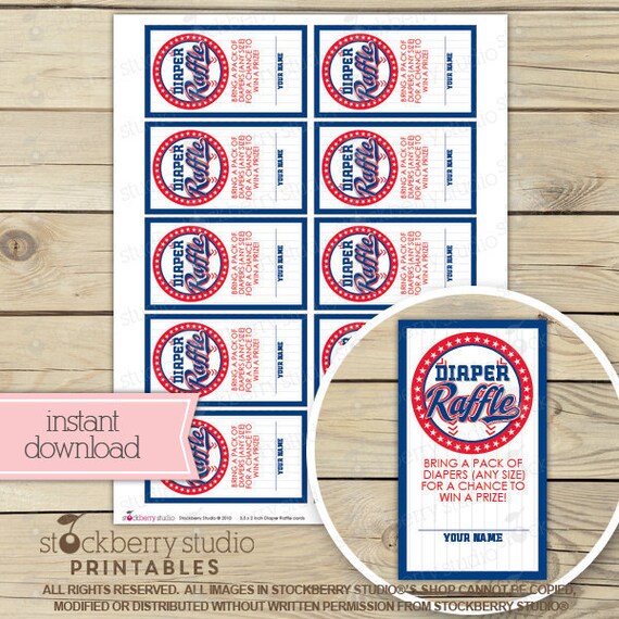 Baseball Baby Shower Printable Diaper Raffle Tickets - Sports Baby Shower - Printable Instant Download - Invitation Insert Cards Il_570xn