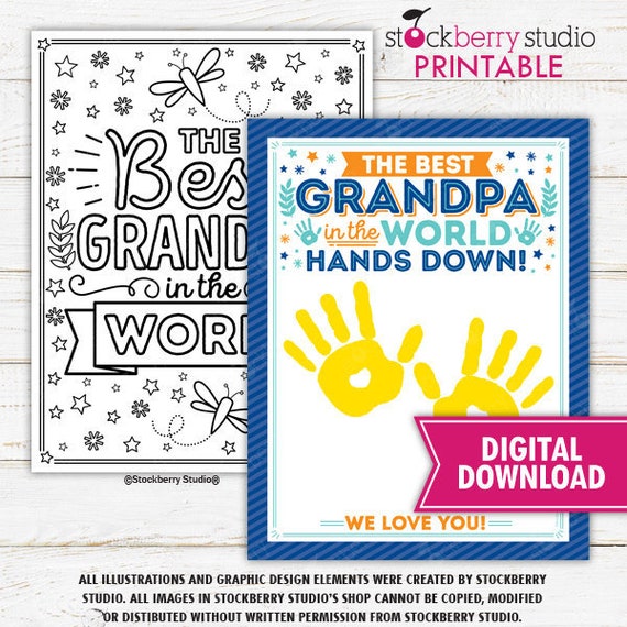 Handprint Gift for Grandpa Hands Down the Best Grandpa in the World